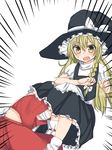  apron bangs black_hat black_skirt blonde_hair blush bow braid detached_sleeves emphasis_lines eyebrows_visible_through_hair frilled_apron frills golgi_hon hair_between_eyes hair_bow hakurei_reimu hat hat_bow head_under_skirt implied_cunnilingus kirisame_marisa long_hair looking_at_another multiple_girls open_mouth ribbon-trimmed_sleeves ribbon_trim sarashi short_sleeves side_braid simple_background single_braid skirt skirt_set socks surprised sweat touhou under_skirt waist_apron white_apron white_background white_bow white_legwear yellow_eyes yuri 