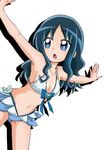  10s 1girl :o adapted_costume bikini blue_eyes blue_hair blush breasts collarbone heartcatch_precure! kurumi_erika long_hair looking_away matching_hair/eyes open_mouth precure simple_background small_breasts solo swimsuit 