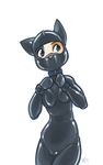  2017 alec8ter anthro bondage_gloves breasts calico_cat camel_toe cat clothed clothing collar feline female furgonomics gimp_suit mammal rubber rubber_suit signature simple_background skinsuit solo straps tight_clothing white_background 