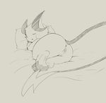  butt clitoris eyes_closed female feral monochrome nintendo open_mouth pok&eacute;mon pussy raichu raised_tail simple_background sketch sleeping solo somnamg video_games 