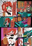  bike_shorts comic commentary emphasis_lines fangs flattened green_eyes highres octarian octoling red_hair splatoon_(series) splatoon_2 takozonesu tentacle_hair tentacles translated usa_(dai9c_carnival) 