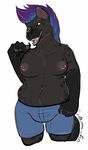  anthro belly big_belly brown_eyes eyebrows female hyena mammal percing piercing solo spots sythrawolf zephyr 