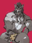  2017 anthro canine clothing collar male mammal muscular null-ghost piercing solo underwear were werewolf 