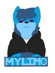  2017 black_hoodie blue_fur canine digital_media_(artwork) fox fur male mammal mylimo red_eyes simple_background solo thatboi_limo white_background wolf 