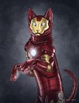  2012 abstract_background alternate_species ambiguous_gender armor cat feline feral iron_man jenny_parks mammal marvel solo what 