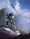  armor cutie_mark day detailed_background equine fan_character group hooves mammal melee_weapon my_little_pony outside shamanguli sky sword weapon 