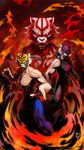  abs absurdres black_hair blue_eyes fingerless_gloves gloves highres long_hair mask multiple_boys muscle red_eyes tete_(amakuchichiyoko) tiger_mask tiger_mask_(series) tiger_mask_w tiger_the_dark tiger_the_great_the_third 