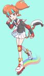  1girl card_captor_sakura cosplay kinomoto_sakura_(cosplay) knee_pads neon_katt roller_skates rwby school_uniform skates skirt tail twintails 