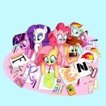  2017 applejack_(mlp) blonde_hair blue_eyes cowboy_hat docwario dragon earth_pony equine feathered_wings feathers female feral fluttershy_(mlp) friendship_is_magic group hair hat horn horse male mammal multicolored_hair my_little_pony pink_hair pinkie_pie_(mlp) pony purple_eyes rainbow_dash_(mlp) rainbow_hair rarity_(mlp) scalie smile spike_(mlp) twilight_sparkle_(mlp) two_tone_hair unicorn wings 