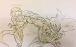  2boys dragon_ball_super fighting frieza golden_frieza halo multiple_boys muscle pain photo punching son_gokuu violence 