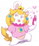  &lt;3 2017 anthro clothed clothing female hair idoodlez lips mammal mario mario_+_rabbids:_kingdom_battle mario_bros nintendo rabbid rabbid_peach selfie simple_background smile thick_thighs ubisoft video_games white_background wide_hips 