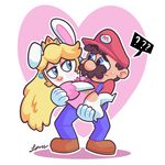  &lt;3 2017 anthro artist-block-alley clothed clothing female hair mammal mario mario_+_rabbids:_kingdom_battle mario_bros nintendo rabbid rabbid_peach simple_background smile thick_thighs ubisoft video_games white_background wide_hips 