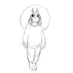  anthro black_and_white caprine child clothing goat halo hladilnik horn long_ears male mammal monochrome smile solo sweater tommy_(hladilnik) young 