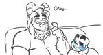  asgore_dreemurr blush male male/male sans_(undertale) size_difference text thebuttdawg tongue undertale video_games 