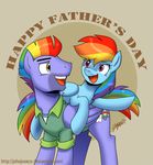  2017 bow_hothoof_(mlp) clothed clothing daughter duo english_text equine father father&#039;s_day father_and_daughter friendship_is_magic holidays john_joseco mammal my_little_pony open_mouth parent pegasus rainbow_dash_(mlp) signature simple_background smile teeth text wings 