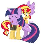  bag cutie_mark dm29 duo equestria_girls equine female friendship_is_magic horn hug mammal my_little_pony sunset_shimmer_(eg) twilight_sparkle_(mlp) unicorn winged_unicorn wings 