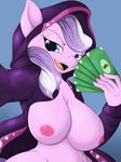  2016 aged_up anthro anthrofied areola blue_eyes breasts clothing diamond_tiara_(mlp) earth_pony equine eyelashes female friendship_is_magic hair half-closed_eyes hi_res holding_money holding_object hoodie horse long_hair looking_at_viewer mammal money multicolored_hair my_little_pony nipples open_mouth pony selfie simple_background solo suirano two_tone_hair 