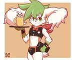  bow_tie briefs clothing cute_fangs fur green_eyes green_fur male navel shaymin_(sky_form) simple_background solo standing suspenders teenager underwear white_fur whiteleo young 