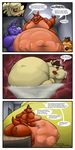  belly bonnie_(fnaf) burping butt chica_(fnaf) comic cum five_nights_at_freddy&#039;s foxy_(fnaf) freddy_(fnaf) hyper_vore lactating milk moobs nipples obese overweight swallowing tattoo video_games vore wolfgerlion64 