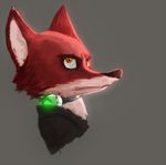  amber_eyes anthro bust_portrait canine clothed clothing collar disney fox fur hi_res male mammal nick_wilde portrait shock_collar side_view solo sprinkah zistopia zootopia 