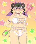  1girl black_hair blush breasts glasses huge_breasts navel niku-ko_(gyaru-ko) nikuko_(galko) oshiete!_galko-chan solo swimsuit twintails 