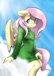  anthro anthrofied avante92 blue_eyes clothing cloud collaboration day equine feathered_wings feathers female floppy_ears fluttershy_(mlp) friendship_is_magic fur hair hi_res lizzyoli-ravioli long_hair mammal my_little_pony outside pegasus pink_hair sitting sky solo sweater wings yellow_feathers yellow_fur 