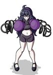  @_@ boxing_gloves gloves hairband hex_maniac looking_at_viewer navel npc_trainer pokemon sealguy shorts thick_thighs 