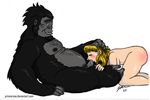  anthro ape blow_jobs blowjobs blush breasts erection female gorilla human humanoid_penis interspecies male male/female mammal monkey nipples penis primate simple_background 