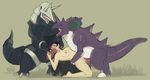  2017 aggron breasts fellatio female group group_sex human interspecies lacrimale male mammal nidoking nintendo nipples nude oral outside penetration penis pok&eacute;mon pussy sex simple_background size_difference threesome vaginal vaginal_penetration video_games 