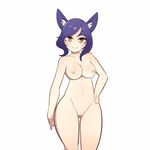  ahri animated animated_gif black_hair breasts fox_ears fox_girl fox_tail groin hips league_of_legends looking_at_viewer navel nipples nude padark pussy smile 