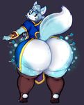  aero anthro athletic big_butt blue_fox bubble_butt butt canine clothed clothing fox gammanaut hi_res inflation magic mammal wide_hips 