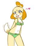  &lt;3 animal_crossing anthro blush bra breasts canine clothed clothing dog female hi_res isabelle_(animal_crossing) looking_at_viewer mammal navel nintendo nipple_bulge open_mouth panties skimpy solo thepolygonheart underwear video_games 