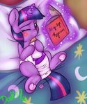  2017 absurd_res baby_bottle blush book cub diaper equine feral friendship_is_magic hair hi_res hooves horn lying magic mammal my_little_pony one_eye_closed pillow sex_toy solo toodledipsy twilight_sparkle_(mlp) underhoof unicorn vibrator young 