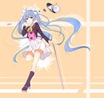  absurdres blue_eyes blue_hair cane floating_hair full_body hatsune_miku highres long_hair looking_at_viewer nagisa_(cxcx5235) sandals skirt smile solo twintails very_long_hair vocaloid 