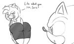  amy_rose bent_over big_butt bike_shorts butt clothing female hedgehog huge_butt lagomorph male mammal sandunky shorts sonic_(series) sonic_the_hedgehog 