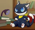  anthro ascot atlus balls barefoot big_head book cat cute erection feline fur infinitydoom lamp male mammal megami_tensei morgana_(persona) nude pawpads paws penis persona persona_5 sitting smile solo uncut video_games 