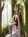 artist_name bangs banned_artist blood closed_mouth crying crying_with_eyes_open dated day enkidu_(fate/strange_fake) fate/strange_fake fate_(series) forest from_side green_hair hair_between_eyes injury long_hair nature orii_(orii_i) outdoors parted_lips signature solo tears very_long_hair 