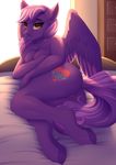  alacrity anthro bed breasts butt cutie_mark dock equine evehly fan_character female hi_res looking_at_viewer mammal my_little_pony nipples nude on_bed pegasus pussy rear_view smile solo wings 