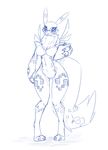  anthro breasts data_(wouhlven) digimon eyewear fan_character featureless_breasts female glasses hi_res long_legs monochrome neck_tuft open_mouth renamon simple_background solo thick_thighs thigh_gap tuft white_background wide_hips wouhlven 