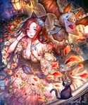  :d bare_shoulders bat blue_flower blue_rose blush breasts brown_hair building cat ceres_(shingeki_no_bahamut) company_name drill_hair duplicate dutch_angle earrings facial_scar flower glint hair_flower hair_ornament hand_on_own_chest heart highres jewelry large_breasts letter long_hair love_letter mouse mouth_hold nail_polish necklace night official_art okada_manabi open_mouth outdoors petals purple_eyes red_flower red_nails red_rose rose scar shingeki_no_bahamut shirt skirt smile sparkle watermark white_shirt white_skirt yellow_sclera |_| 