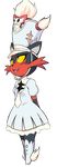  2016 alpha_channel anthro black_fur clothed clothing cosplay cute_fangs feline female florecentmoo fur hat hi_res kill_la_kill litten mammal nintendo nonon_jakuzure open_mouth pok&eacute;mon red_eyes red_fur simple_background solo transparent_background video_games yellow_sclera 