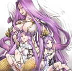  armband bare_shoulders blush breast_rest breasts breasts_on_head bustier c: choker claws cleavage_cutout commentary_request dress embarrassed euryale eyebrows_visible_through_hair fate/grand_order fate/hollow_ataraxia fate_(series) flat_chest gold_trim gorgon_(fate) hairband hand_on_another's_head headdress hijiri jewelry knees knees_up lace large_breasts lolita_hairband long_hair monster_girl multiple_girls open_mouth pauldrons petting playing_with_another's_hair purple_dress purple_eyes purple_hair revealing_clothes revealing_cutout ribbon ribbon_choker rider scales siblings sisters sitting sitting_on_lap sitting_on_person slit_pupils smile snake square_pupils stheno teasing twins twintails very_long_hair white_choker white_dress wings 