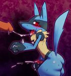  7th blue_fur blush butt canine crying cum cum_in_mouth cum_inside cum_on_hand cum_on_penis cum_string cumshot erection fur gay looking_at_viewer lucario male mammal masturbation messy nintendo orgasm penis plain_background pointy_ears pok&#233;mon pokemon purple_background raised_arm red_eyes shiny spikes spread_legs spreading squint sweat tan_fur tongue tongue_out video_games 