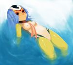  bad_id bad_pixiv_id blue_hair blue_submarine_no_6 breasts kinmokusei monster_girl mutio nipples red_eyes small_breasts solo therianthrope water yellow_skin 