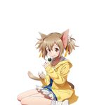  animal_ears brown_eyes brown_hair cat_ears cat_tail collarbone dango eating food hair_between_eyes holding holding_food jewelry long_hair necklace official_art shiny shiny_skin short_twintails silica silica_(sao-alo) sitting socks solo sweater sword_art_online sword_art_online:_code_register tail transparent_background twintails wagashi white_legwear yellow_sweater 