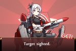  command_and_conquer english gloves hammer_and_sickle langbazi mecha_musume midriff military military_uniform military_vehicle missile pantyhose personification red_eyes ship shorts silver_hair solo soviet uniform warship watercraft 