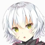  :o bangs blush commentary_request face facial_scar fate/grand_order fate_(series) green_eyes gyouza_aniki hair_between_eyes highres jack_the_ripper_(fate/apocrypha) looking_at_viewer portrait scar scar_across_eye scar_on_cheek short_hair silver_hair simple_background solo white_background 