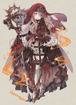  black_dress blonde_hair brown_eyes dress frilled_dress frills full_body hair_ribbon high_heels holding holding_staff hood hood_up little_red_riding_hood_(sinoalice) long_dress looking_at_viewer open_mouth oro_ponzu red_ribbon ribbon see-through simple_background sinoalice skull sleeves_past_wrists solo spikes staff standing thighhighs veil white_bloomers white_legwear wide_sleeves yellow_eyes 
