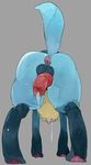  all_fours anatomically_correct animal_genitalia animal_penis anthro anus backsack balls butt canine canine_penis cum darkened_genitals erection from_behind_position grey_background hi_res knot liteu lucario male mammal nintendo penis penis_backwards penis_towards_viewer pok&eacute;mon sex simple_background solo video_games 