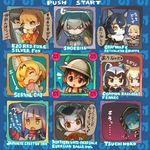  :o :| animal_ears aqua_eyes aqua_hair arcade_cabinet backpack bag bangs black_hair blonde_hair blue_eyes blunt_bangs bow bowtie brown_eyes brown_hair c: card card_game character_name character_select chibi closed_eyes closed_mouth commentary_request common_raccoon_(kemono_friends) english expressionless eyebrows_visible_through_hair ezo_red_fox_(kemono_friends) fennec_(kemono_friends) food fox_ears giraffe_ears gloves glowing glowing_eyes gradient_hair grey_hair grey_wolf_(kemono_friends) hair_between_eyes hat hat_feather head_wings helmet heterochromia holding holding_card hood hood_up hoodie jacket japanese_crested_ibis_(kemono_friends) japari_bun japari_symbol jitome kaban_(kemono_friends) kemono_friends light_smile long_hair long_sleeves looking_at_another looking_at_viewer looking_down looking_to_the_side low_ponytail multicolored_hair multiple_girls northern_white-faced_owl_(kemono_friends) open_mouth orange_hair parody peeking_out pith_helmet playing_games raccoon_ears ramune_(ramunepod) red_hair red_shirt reticulated_giraffe_(kemono_friends) rockman rockman_(classic) serval_(kemono_friends) serval_ears serval_print shirt shoebill_(kemono_friends) short_hair side_ponytail silver_fox_(kemono_friends) smile snake_tail staring striped_hoodie striped_tail tail translation_request tsuchinoko_(kemono_friends) two-tone_hair user_interface white_hair wolf_ears yellow_eyes 